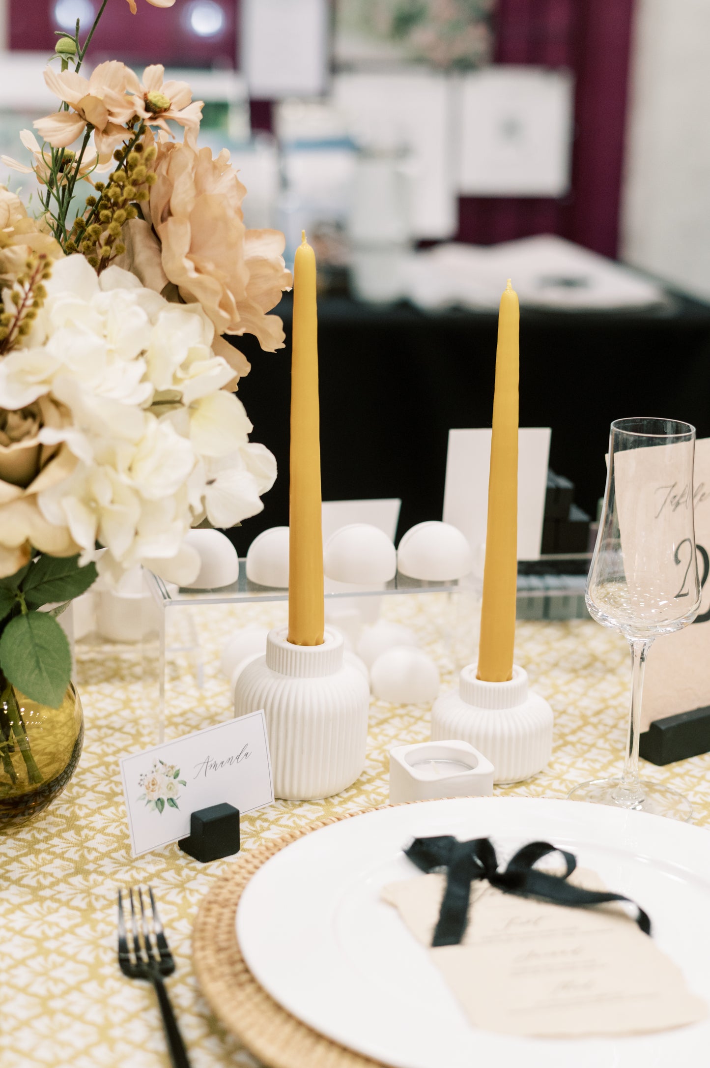 Ribbed Concrete Taper Candle Holder