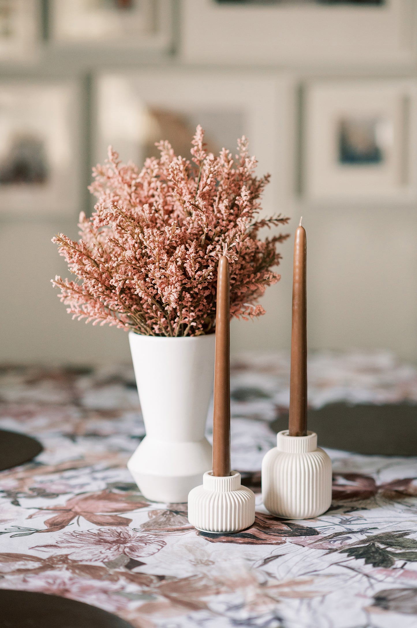 Ribbed Concrete Taper Candle Holder