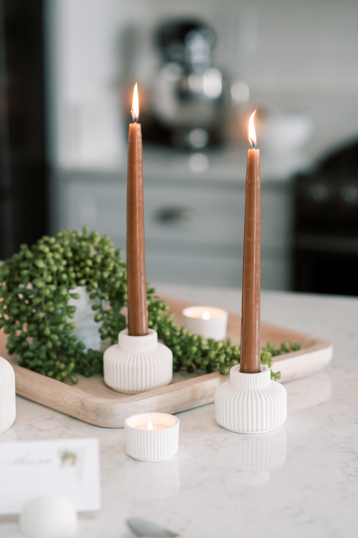 Ribbed Concrete Taper Candle Holder