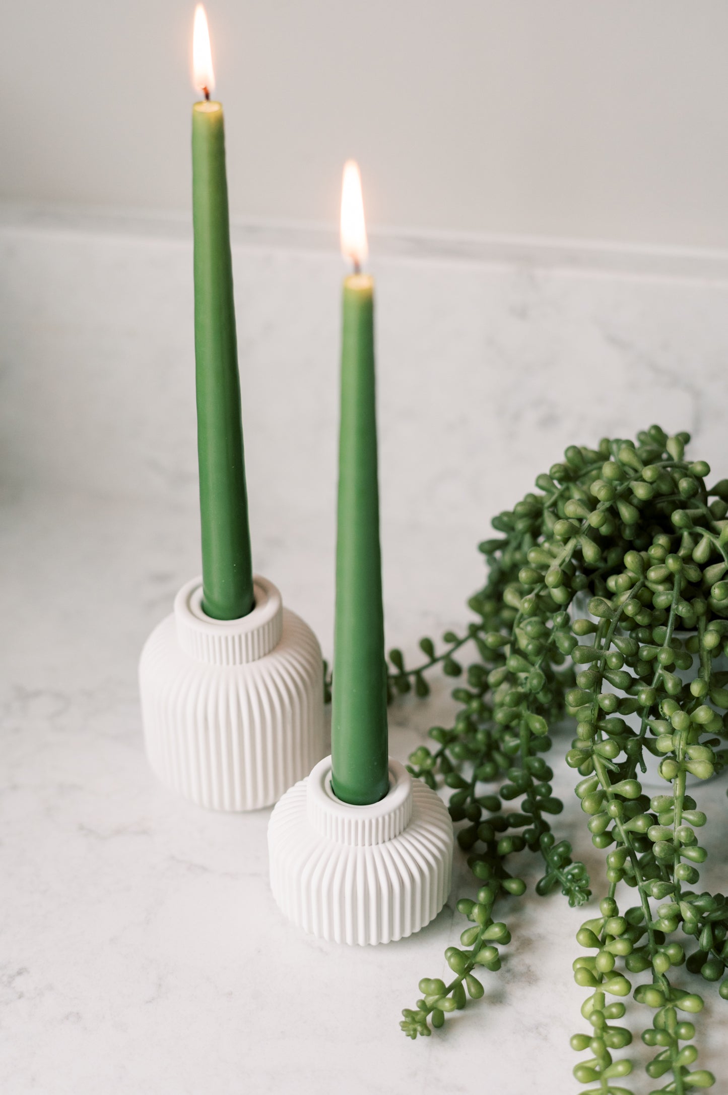 Ribbed Concrete Taper Candle Holder