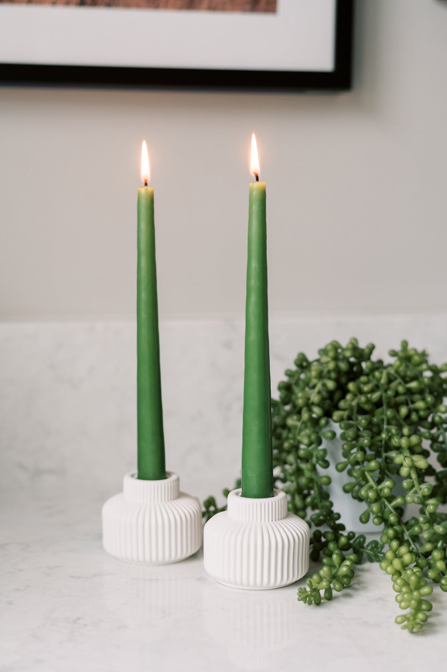 Ribbed Concrete Taper Candle Holder