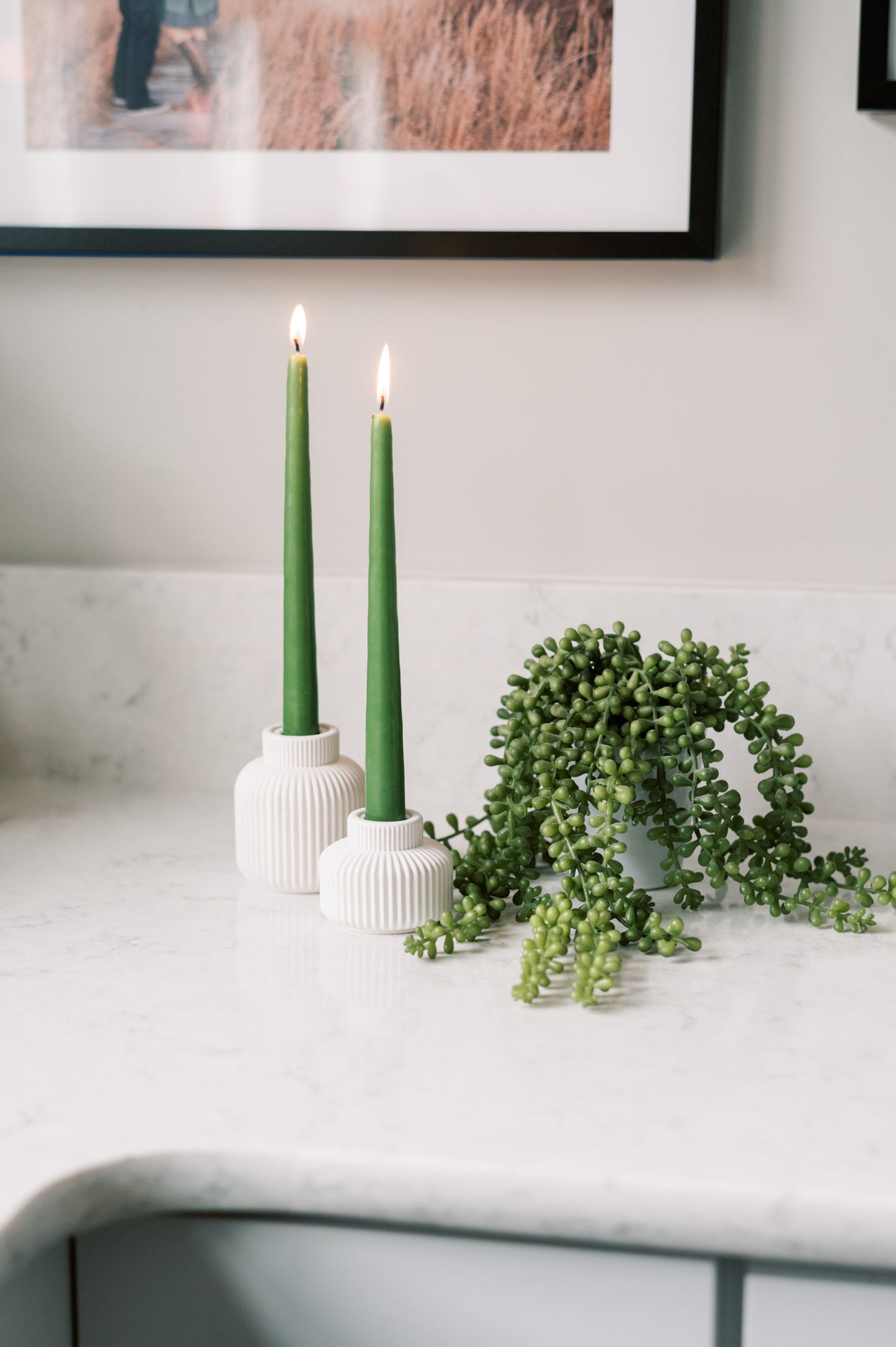 Ribbed Concrete Taper Candle Holder