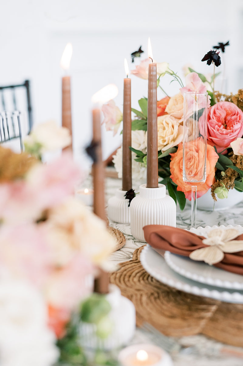 Ribbed Concrete Taper Candle Holder