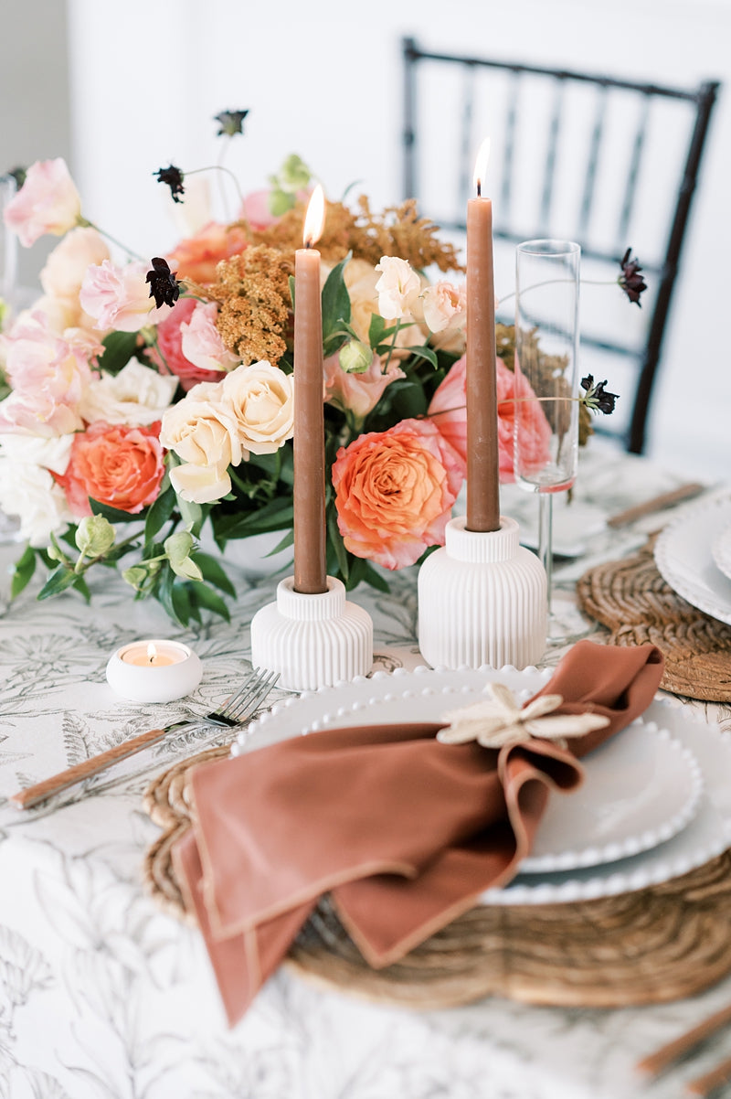 Ribbed Concrete Taper Candle Holder