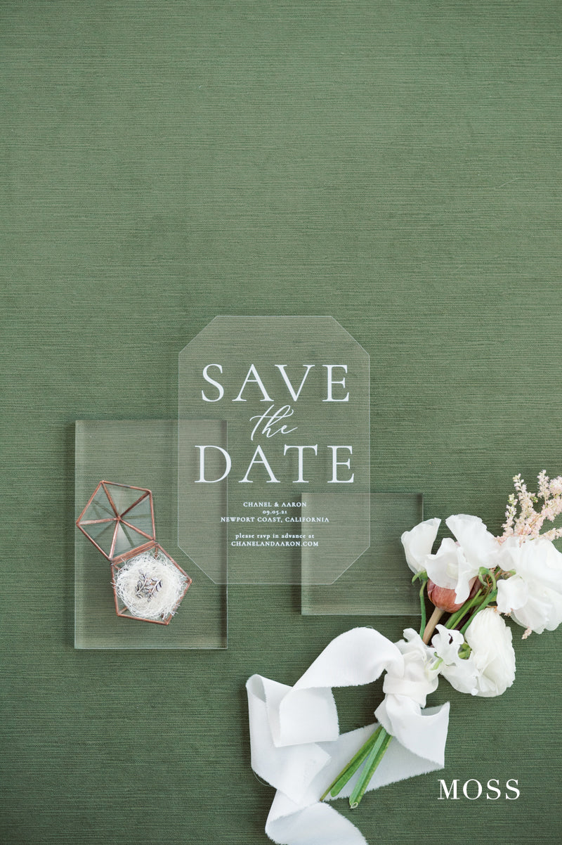 Moss Velvet Rollable Styling Mat with Acrylic Save The Date