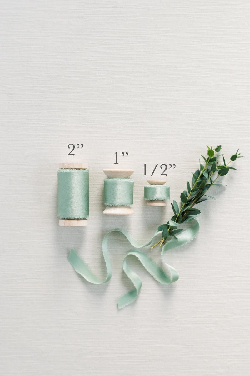 Silver Blue Silk Ribbon