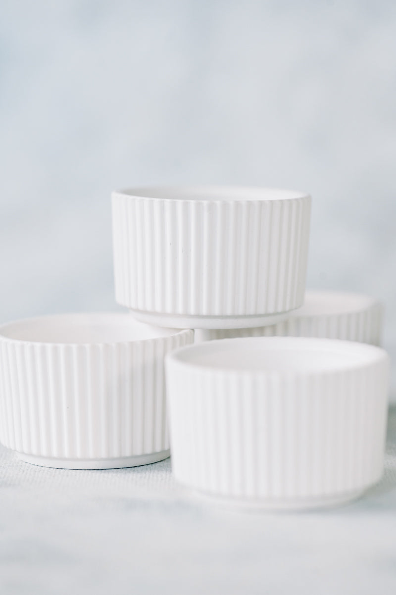 Ribbed Cup Concrete Tea Light Holder